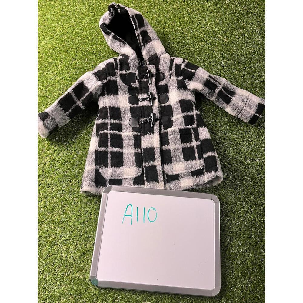 Madden Girl Toddler Coat Girls Black and‎ White Plaid Hooded Coat Checks toggle